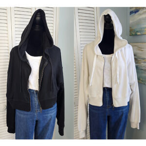 Aeropostale Hoodie Set 2 Cropped Zip Medium Black White